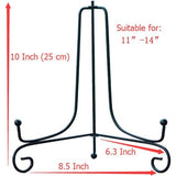 Pakket van 2 zwarte metalen plaatstandaards, ijzeren ezels displaystandaard voor kom, plaat, kunstfoto, fotolijst van 10 inch.