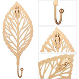Kleerhaken, 3 stuks, decoratieve haken, plakhaken, bladeren, gietijzer, decoratie, wandhaken, gordijn TieBacks, wandhaken voor het ophangen van sleutels, handdoeken, mantel, tuinhaken, haken