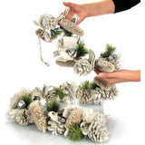 Kerstslinger, 160 cm lange witte adventsslinger met glitter, herbruikbare slinger voor kerstdecoratie