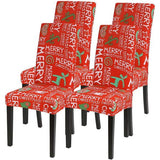 Kerst stoelhoezen voor Kerstmis, 1-, 2-, 4-/6-delige set, stretch, moderne stoelhoezen, decoratie, universele pasvorm voor eetkamer, feest, banket.