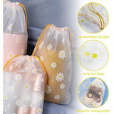 15 stuks Ruimtebesparende reistassen Waterdichte kledingorganizer Draagbare tas met trekkoord Transparante scrubzak Rits Witte bloementas Gebruikt voor kleding Cosmetica