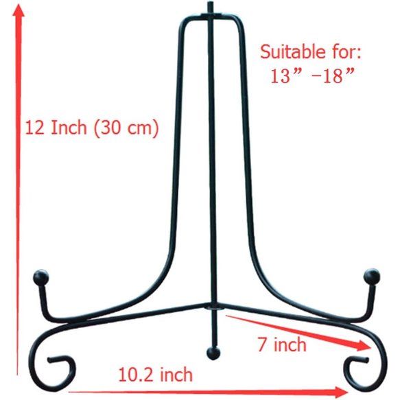 2 stuks zwarte metalen bordenstandaard plaathouders ijzeren ezel display standaard voor schotels borden kunst foto fotolijst voor 12 inch foto‘s (zie de inch naar cm lijst in de beschrijving)