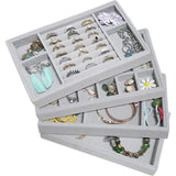 Sieradenlade Organizer Box, stapelbare set van 4 sieradenaccessoires opbergset, voor oorbellen, armbanden, armbanden, kettingen en ringen, opbergdoos voor sieraden, oorbelhouder (melkwit)