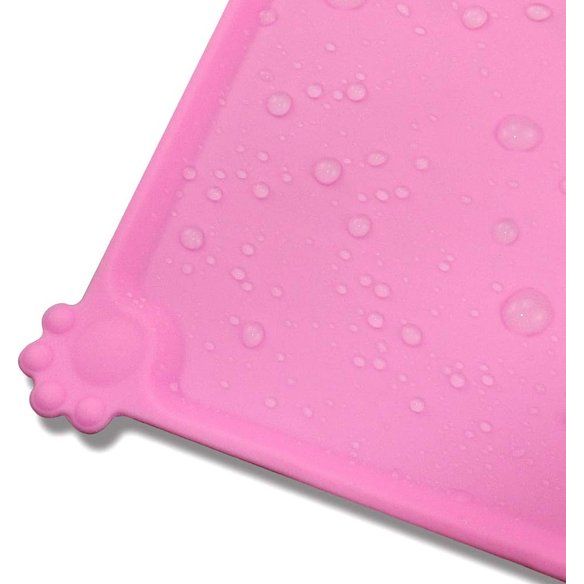 Silicone voederbak onderlegger, anti-slip etensbak-mat voor hond en kat, waterdicht, 47 x 30 cm, roze