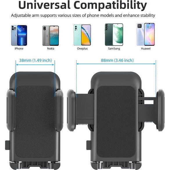 GVTECH Autotelefoonhouder voor mobiele telefoon, dashboard-voorruit-telefoonhouder, universele autohouder, 360° draaibaar, uittrekbare arm, one-knop-ontspanningsstandaard voor iPhone 11 12 Pro Max XS Xr X