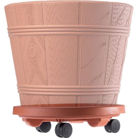 KADAX - Rolplantenstandaard, bloempotstandaard met wieltjes - plantenstandaard van kunststof, schotel voor het gemakkelijk transporteren van bloempotten - diameter 30,5 cm, Terracotta