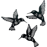 Set van 3 metalen wanddecoratie zwarte vogels buiten woonkamer tuin kolibrie decoratie wanddecoratie metalen kolibrie voor huis tuindecoratie muurkunst metaal