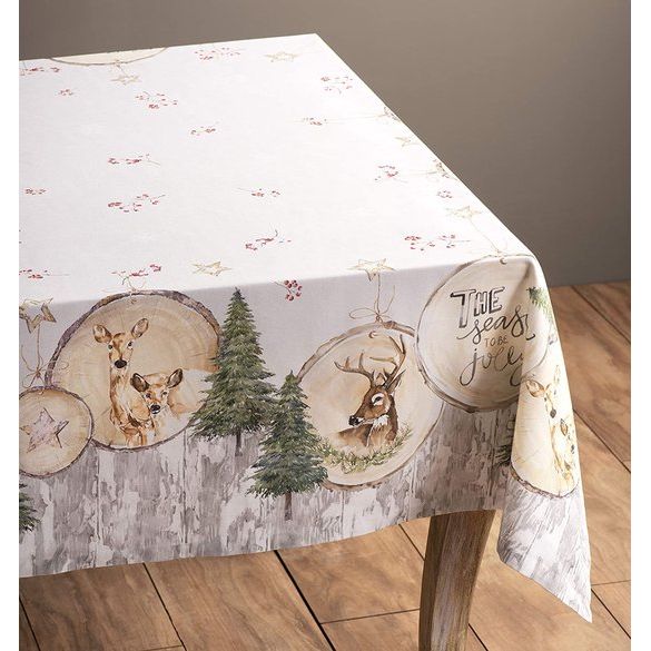 Mountain Life Tafelkleed van 100% katoen, voor keuken, diner, tafelblad, decoratiefeesten, bruiloften, Thanksgiving, Kerstmis, rechthoekig, 140 cm x 180 cm