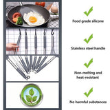 Siliconen kookgerei Set voor Nonstick kookgerei-21 stuks 400 graden Fahrenheit hittebestendige keukengerei set met 304 roestvrij handvat (grijs)