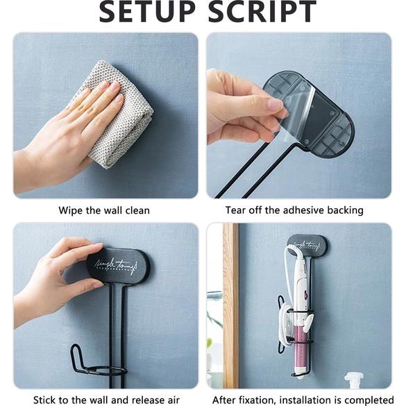 Stijltang, wandhouder, houder voor stijltang, krultang, metalen wandhouder, zonder boren voor stijltang, stijltang, stijltang, stijltang, zwart