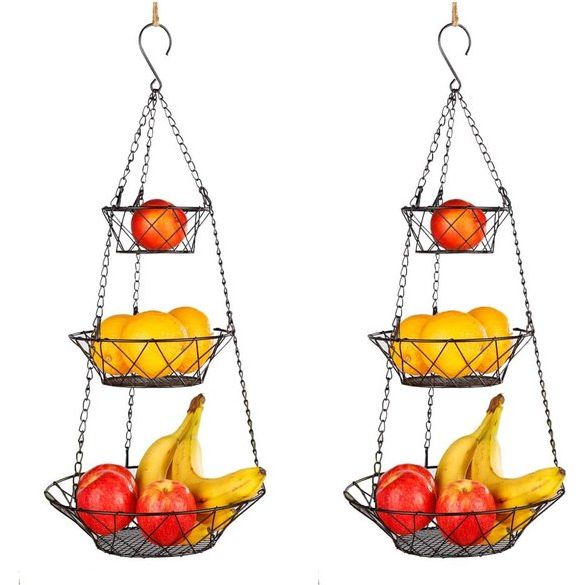 Hangende etagère, 76 cm, keukenhanger voor meer ruimte, fruitmand hangend - fruithangmand keuken - fruitschalen om op te hangen, 1 stuk