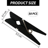 Mini-kledingpinnen voor foto's, 50 stuks houten fotoclips, fotoclips, foto's, handwerk, weergave, zwart