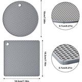 Siliconen speciale zetters, set van 4 speciale zetters, twee verschillende vormen, hittebestendig tot 230 °C, antislip, flexibel, duurzaam, vaatwasmachinebestendig (grijs)