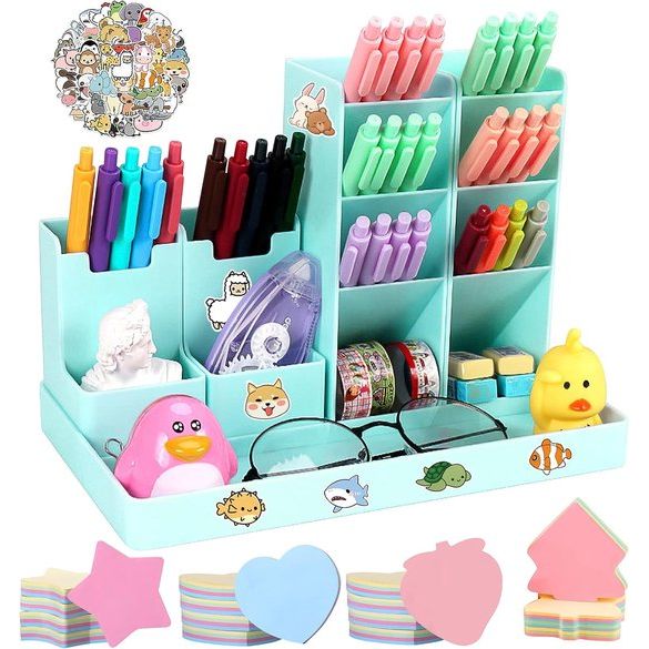 Bureau-organizer, pennenhouder, bureau, 5 stuks, vrij combineerbare pennenbox voor kinderen, van plastic, pennenkoker voor pennen, kantoor, thuis, school, multifunctionele pennenhouder