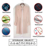 Kledingzak helder voor lange jurk 60 cm x 153 cm vlindervaas kledingzakken met geleide volledige sluiting stofbescherming voor kleding opslag kast verpakking van 6