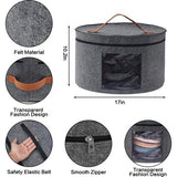 Hoedopbergdoos met deksel, 43 cm diameter, pop-up hoedboxen voor het opbergen van grote ronde opvouwbare stabiele reishoed-organizer-box, opbergtas met ritssluiting