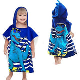 Badponcho met capuchon, kinderponchohanddoek, strandhanddoeken met capuchon voor baby's, cartoon absorberende strandhanddoek voor kinderen, kinderbadhanddoek met capuchon voor strandzwemdouche (blauwe dinosaurus)