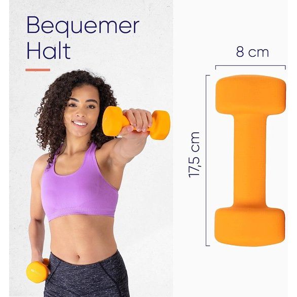 Dumbbellset met A3 poster - set van 2 neopreen dumbbells - gietijzeren fitnessgewichten - zweetbestendige dumbbellset voor dames en heren