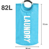 Wasmand, 82 L waszak met handgrepen, wasmanden van Oxford-materiaal voor slaapkamer en badkamer - wasmand lichtblauw