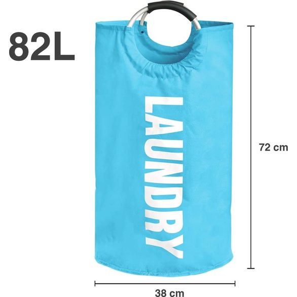 Wasmand, 82 L waszak met handgrepen, wasmanden van Oxford-materiaal voor slaapkamer en badkamer - wasmand lichtblauw