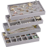 4 stuks sieradenbakjes sieradenorganizer lade sieradenopbergdoos sieradendozen stapelbare opbergruimte sieraden voor sieraden oorbellen armband ringen (grijs)