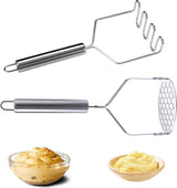 2 stuks aardappelstamper, roestvrijstalen aardappelstamper, keukenaardappelstamper, groentestamper, aardappelpers, voedselstamper, keukenhulp voor aardappelpuree, groenten en fruit