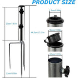 parasolstandaard met 4 haringen, afneembaar instelbaar, robuust grondanker voor parasol van metaal, grondpen, parasol buiten, voor strand, gras, zand