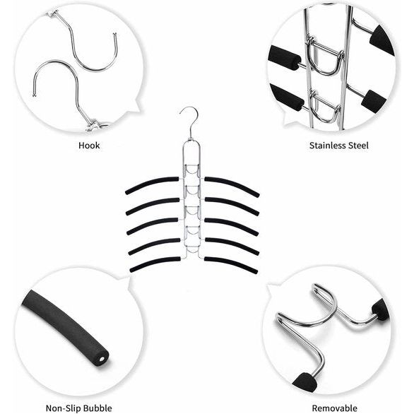 Ruimtebesparend, 5-in-1 metalen kledingrek, overhemden, kledinghanger, 2 stuks, meerdere lagen, voor jassen, mantels, truien, T-shirts