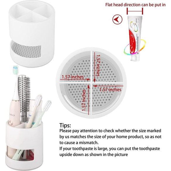 Tandenborstelhouder, elektrische tandenborstelstandaard, opbergdoos, multifunctionele organizer voor badkamers en keuken (elegant wit)