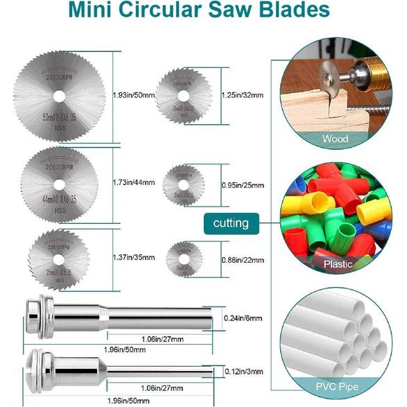 messen van snelstaal voor multifunctionele gereedschappen voor roterend gereedschap; 8 kleine cirkelzaagbladen van staal voor het zagen van hout, kunststof en metaal