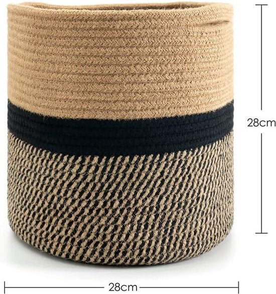 Plantenbak, bloempot, mand, plantenmand voor 26 cm plantenbak, katoenen touw, opbergmand voor speelgoed, dekens in de kinderkamer, moderne woondecoratie, 28 x 28 cm