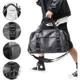 Reistas oversized waterdichte sporttas gymtas PU leer weekendtas fitness tas bagage tas overnachting handbagage heren dames, grijs