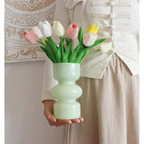 Moderne vaas, hydrocultuur glazen bloemenvaas, tulpenvaas, glazen blaasvaas voor bloemen, drielaagse glazen vaas voor decoratie, geometrische glazen vaas voor thuis, kantoor, bruiloft, feest