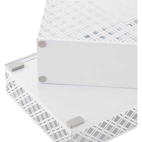 bureau-organizer 4-delige kantoorset/tafelbladplank metalen rooster Inclusief: A4 brievenbakje x 1, A4 krantenrek x 1, brievenhouder x1, pennenhouder x 1 - wit