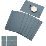 Set van 6 placemats en 6 onderzetters veeg schoon antislip PVC hittebestendige placemats voor keukentafel 30 * 45cm blauw