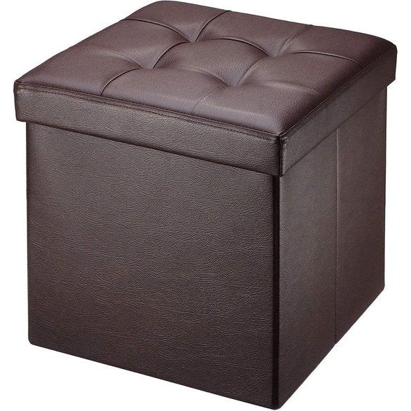 Zitkruk opvouwbare zitbank art matig lege opbergdoos met opbergruimte, bruin, 38 x 38 x 38 cm