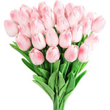 Pack of 30 Artificial Tulips Latex Tulips Flowers Fake Tulip Bouquet Real Touch Flowers for Decor (Pink)