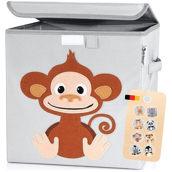 Opbergdoos voor kinderen, schattige dierenwerelden, extra stevige speelgoedkist met deksel voor kinderkamer, speelgoeddoos (33 x 33 x 33 cm) voor het opbergen, opbergbox