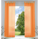 Set van 2 gordijnen, transparante gordijnset voor woonkamer, voile, lusgordijn met loodbandsluiting, H x B 245 x 140 cm, oranje