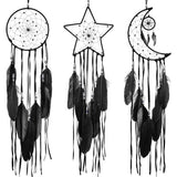 3 stuks dromenvanger maan zon ster design handgemaakt traditioneel design voor wanddecoratie huisdecoratie (zwart)