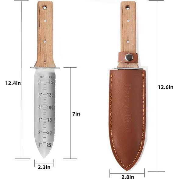 Hori-Hori tuinmes, grondschep Barebones 177,8 mm gekartelde snoeischaar om onkruidwortels te verwijderen Tuinieren Graafgereedschap (inclusief slijpgereedschap)