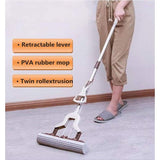 Dweilmop van PVA, absorberend, professioneel, opvouwbaar, absorberend, met PVA-spons en telescoopsteel, 34 cm wisbreedte, telescoopsteel tot 135 cm lengte