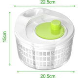 Slacentrifuge met deksel, slacentrifuge met slingeraandrijving en 3 liter slakom en zeef, keukenhulp saladedroger voor het wassen en drogen van salade, groenten en fruit (22,5 cm x 15 cm)