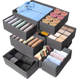 Opbergsysteem, kledingkast, opbergsysteem, grijs, opvouwbare opbergdoos, stof, organizer voor de kledingkast van stof, voor het opbergen van kleding, T-shirts, ondergoed