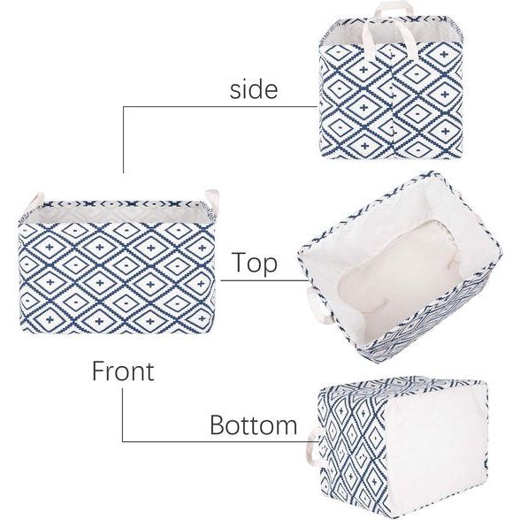 2 stuks opbergmanden, grote opvouwbare wasmanden met trekkoord, canvasstof, opbergdoos voor speelgoed, kleding, thuis, wasgoed (blauw)