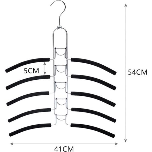 Ruimtebesparend, 5-in-1 metalen kledingrek, overhemden, kledinghanger, 2 stuks, meerdere lagen, voor jassen, mantels, truien, T-shirts