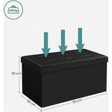 Kruk 80 liter, opbergdoos, voetenbank, opvouwbaar, tot 300 kg belastbaar, kunsthoes leeg, stof aarde, zwart