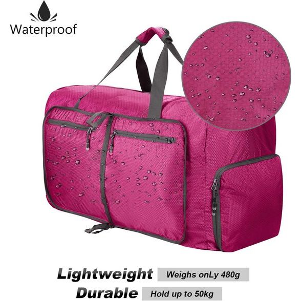 Reistas, lichte, opvouwbare reistas, 85 liter, duffeltas, weekendtas, sporttas, voor reizen, sport, gym, vakantie, Lila opvouwbare reistas