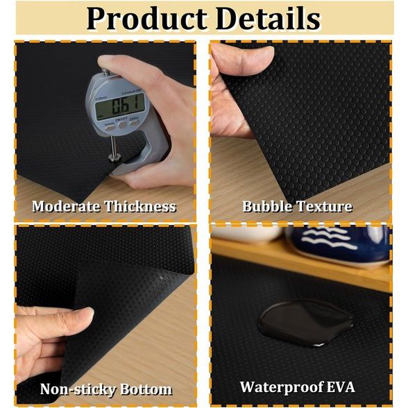 Lademat 60x600cm mat voor lades koelkast matten voor lades planken kast koelkast (zwart, 60cmx6m)