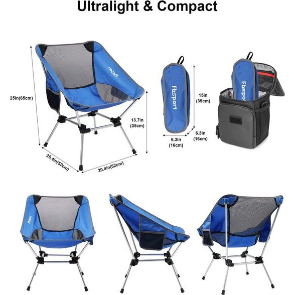 Campingstoelen Set van 2 opvouwbare campingstoelen Ultralicht Lichtgewicht tot 150 kg, klapstoel met draagtas voor buiten strand wandelen picknick